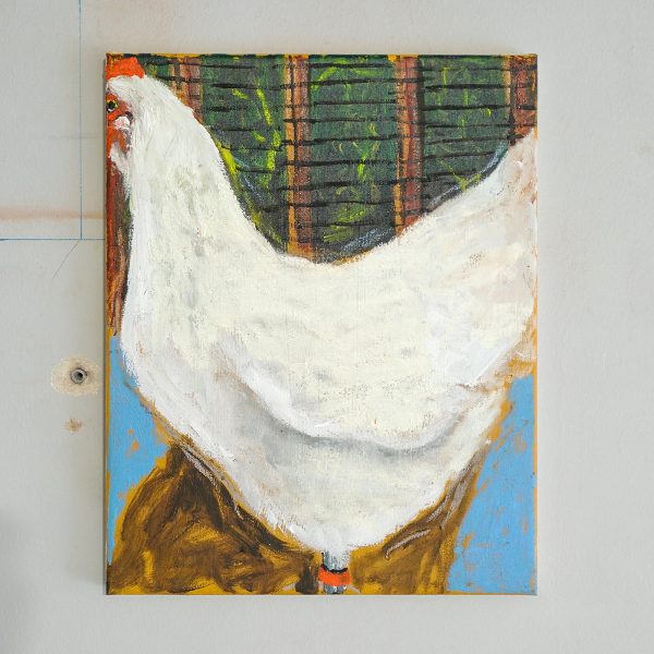 Danielle Hoogendoorn - Kip - 40x50cm, Olieverf en acrylverf, oliesticks op linnen