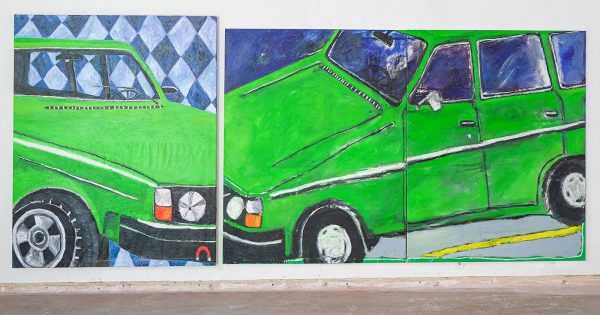 Danielle Hoogendoorn - Volvo - 190x145cm & Volvo (tweeluik) - 170x300cm, Olieverf, acrylverf en oliesticks op linnen