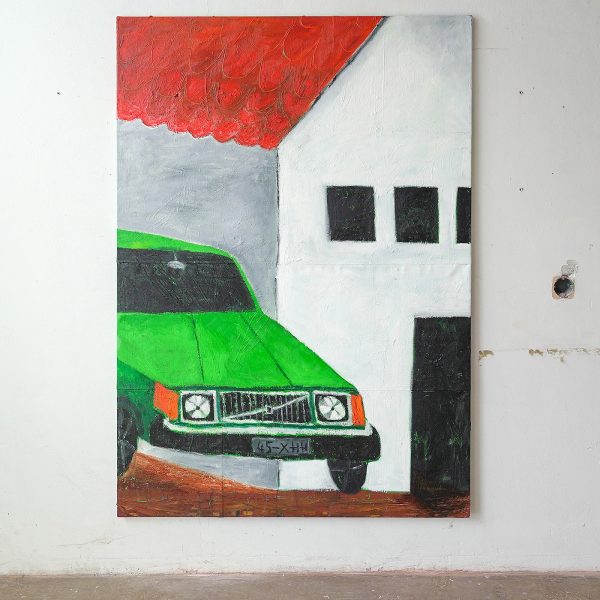 Danielle Hoogendoorn - Volvo met huis) - 165x145cm, Olieverf, acrylverf en oliesticks op linnen