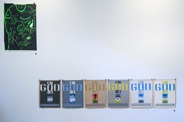 Cedar Lewisohn - Untitled (Bird in head after Picabia) - Monoprint & Onbekende maker - En God Zei, dag 1 - 6 - Gouache op papier