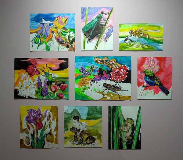 Charlotte Schleiffert - Woman in Nature - Negen tekeningen, gemengde techniek op papier