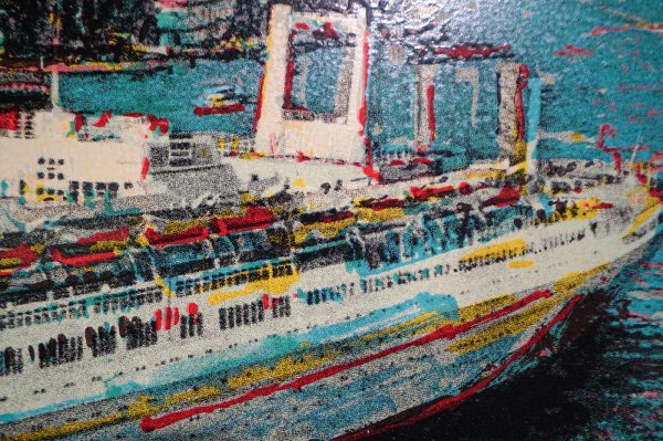 Malcolm Morley - SS Amsterdam in front of Rotterdam - Zeefdruk op papier (detail)