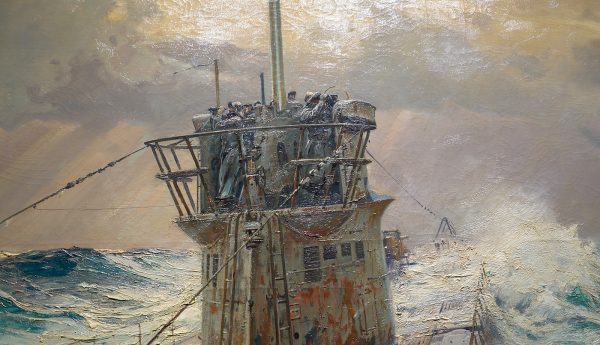 Claus Bergen - Im Kampfgebiet des Atlantik - Olieverf op doek, 1941 (detail)