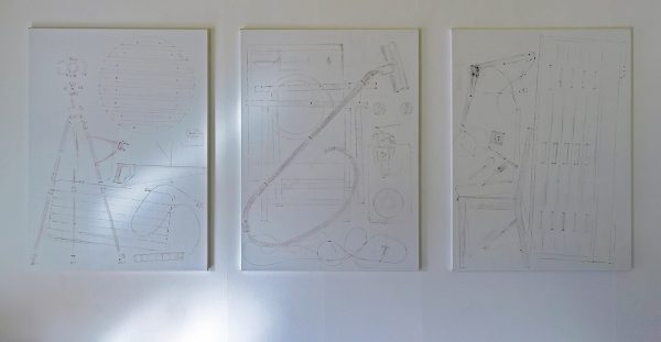 Kirsten Hutsch - Inventory Studio Prenzlauer Berg (1 & 2 & 3) - 110x155cm, Gesso en UV-vernis op linnen