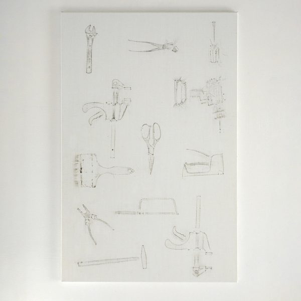 Kirsten Hutsch - Inventory Studio Prenzlauer Berg (5) - 75x155cm, Gesso en UV-vernis op linnen