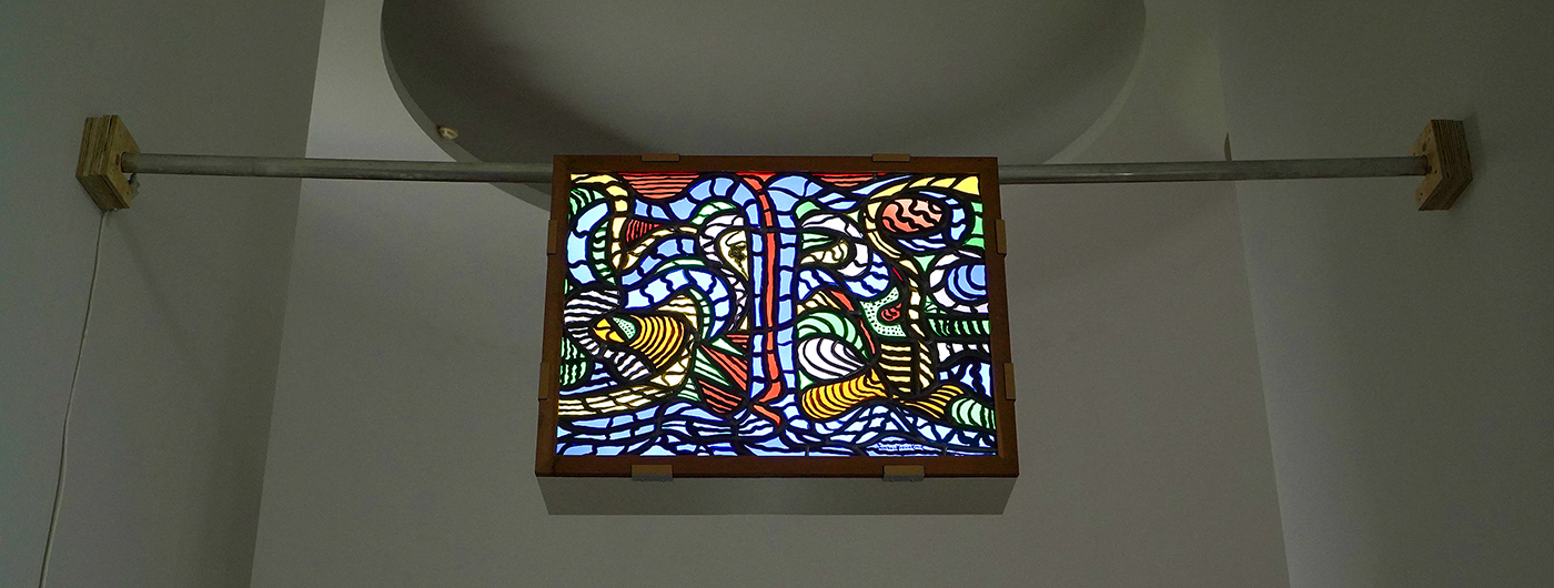 Jacoba van Heemskerk - Compositie (blauwe droom) - Glas in lood