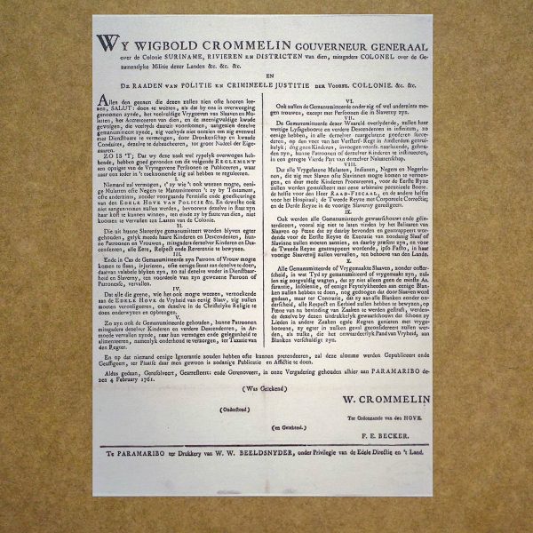 Bepalingen Nederlandse overheid aan vrijgelaten slaafgemaakten - 4 februari 1761