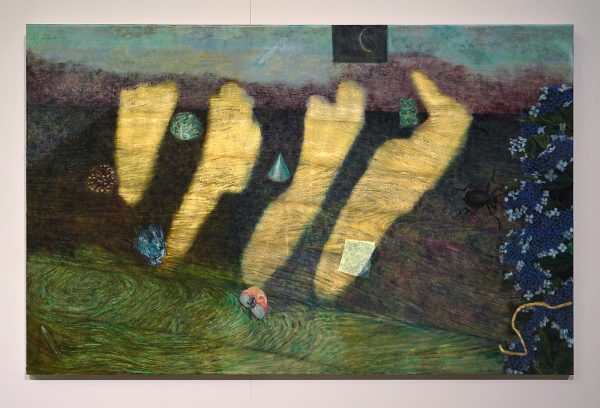 Bohyean Hwang - Subjects Watching TV and a Not-Sad Moon - 90x140cm, Olieverf op doek