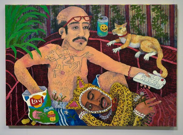 Jese Fischer - Old Boys Network - 100x150cm, Mixed media op linnen