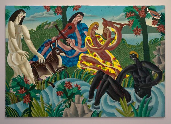 Ralf Kokke - Gedeelde Oever - 140x200cm, Acrylverf met houtstof, krijt, as en andere vulmiddelen