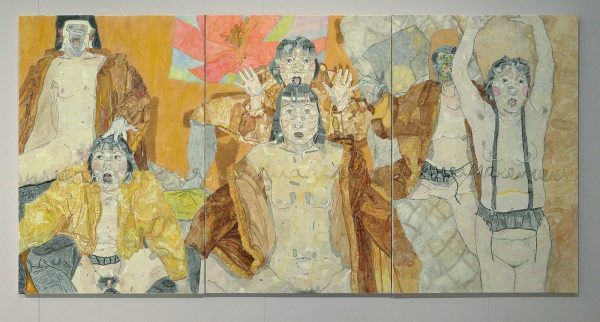 Sofiia Dubyna - A Country For No Man - 150x300cm, Potlood, houtskool, cosmetica op doek