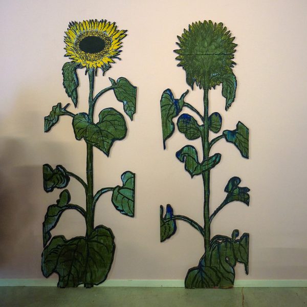 Erik Andriesse - Zonnebloemen - Acrylverf op golfkarton