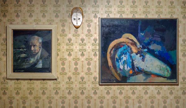 Kees Verwey - Zelfportret - Olieverf op doek, 1977 & Roos Holleman & Kees Verwey - Ramskop - Olieverf op doek, zonder jaartal