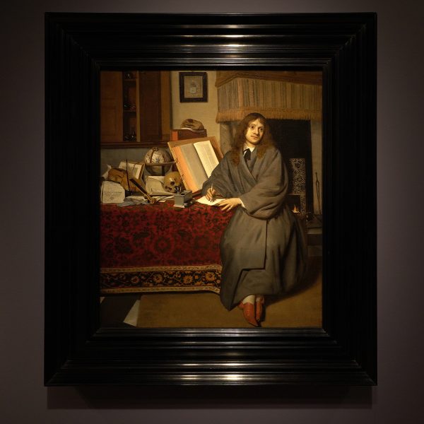 Cornelis de Man - Portret van apotheker Dr Ysbrand Ysbrandsz in een interieur - Olieverf op doek, circa 1667