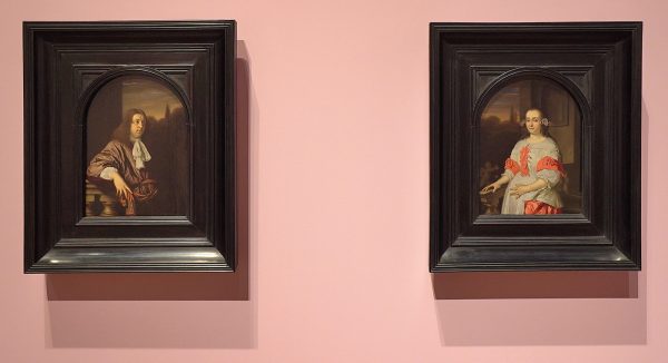 Frans van Mieris - Portret van een dertigjarige man en een vijfentwintigjarige vrouw - Olieverf op paneel, 1669