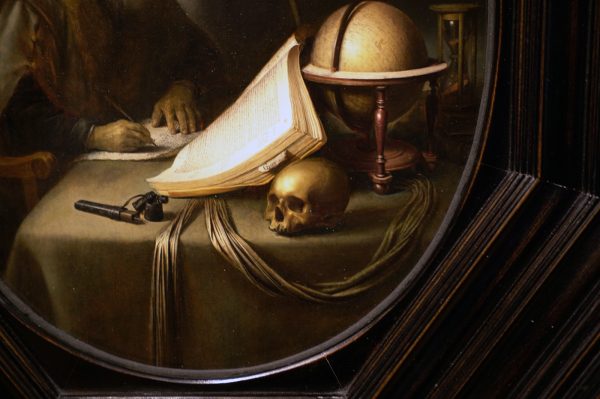 Gerard Dou - Geleerde bij het schrijven - Olieverf op paneel, circa 1635 (detail)