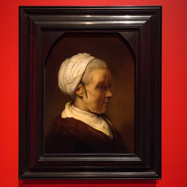 Rembrandt van Rijn - Studie van een vrouw met witte muts - Olieverf op paneel, circa 1640