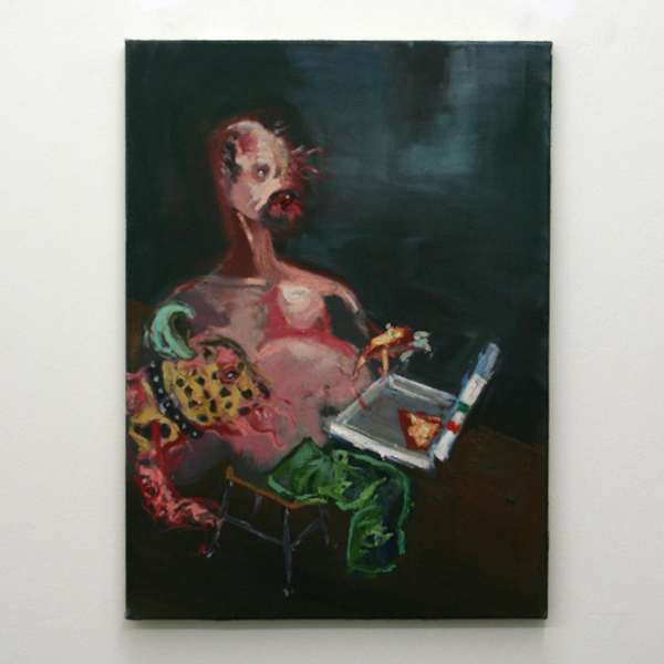 Aaron van Erp - De Pizza die Spontane Mutaties Veroorzaakt - 75x55cm Olieverf op doek