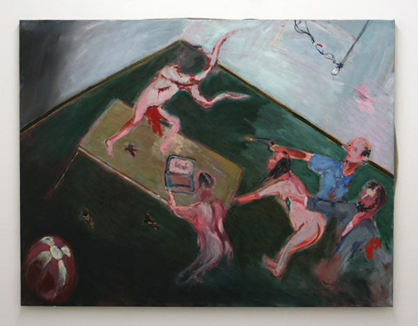 Aaron van Erp - Deel II in de serie "Wapenfeiten van prominente humoristen: Herman van Veen en zijn handlangers versus Google" - 100x130cm Olieverf op doek