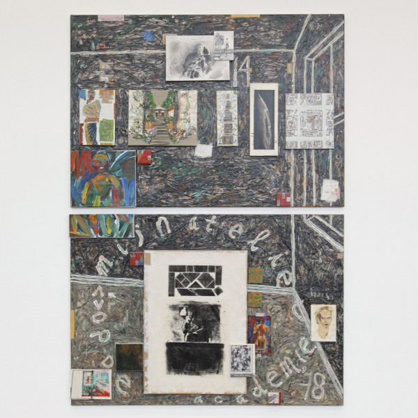 Aart Houtman - Atelierschilderij (Mijn atelier op de academie en in 2014 (44) - 286x200cm Acrylverf en olieverf op linnen 2014