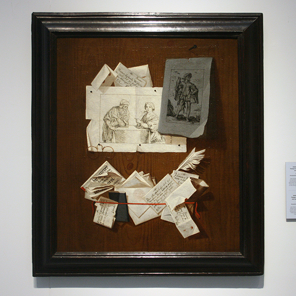Andrea Domenico Remps - Trompe-l'oeil met Prenten, Brieven en een Bril - Olieverf op doek, tweede helft 17e eeuw