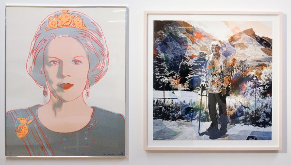 Andy Warhol - Queen Beatrix of the Netherlands - 100x80cm Zeefdruk, 1984 & Berend Strik & Anton Corbijn - Mandela Landscape - 92x93cm Borduursel op foto, 2011