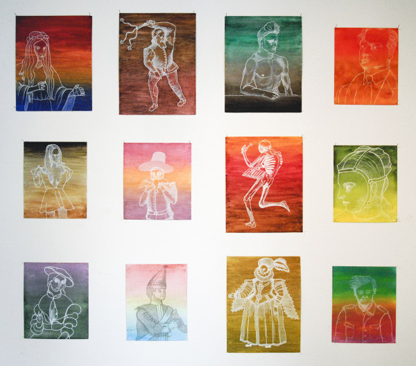 Anne Forest - Diverse aquarellen op papier rondom 20x20cm