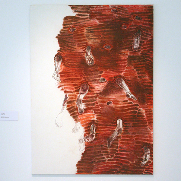 Ansuya Blom - Up and Down - Pastel, balpen en vulpeninkt op doek