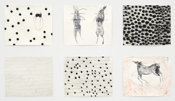 Arno Kramer - Zonder Titel - 6maal Aquarel, houtskool en potlood op papier