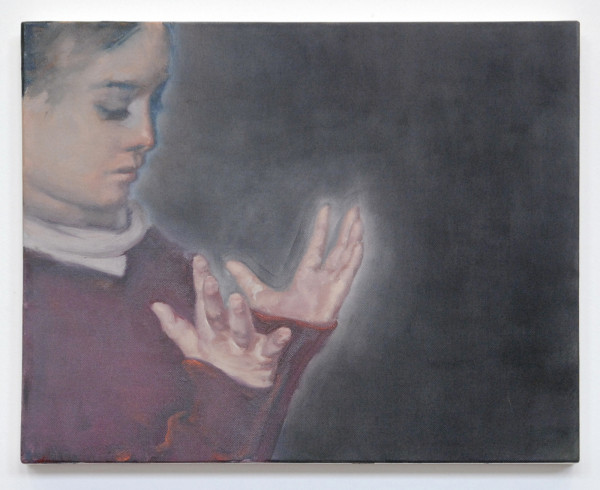 Attila Szucs - Girl Looking Down Her Hands - 40x50cm Olieverf op canvas 2011