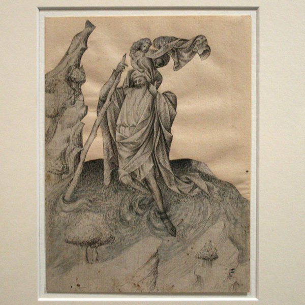 Brugge - Heilige Christoffel - Pen en penseel op papier Brugge - Heilige Christoffel - Pen en penseel op papier