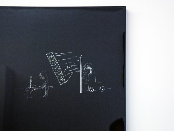 Catherine Biocca - 100 Better ways to die no 6 - 125x94x3cm Autolak op aluminium paneel (detail)