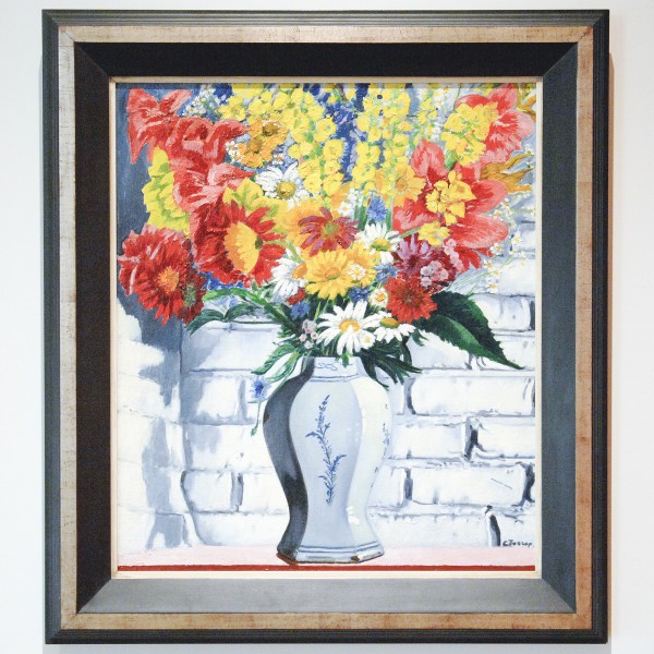 Charley Toorop - Vaas met bloemen tegen muur - Olieverf op doek, 1951