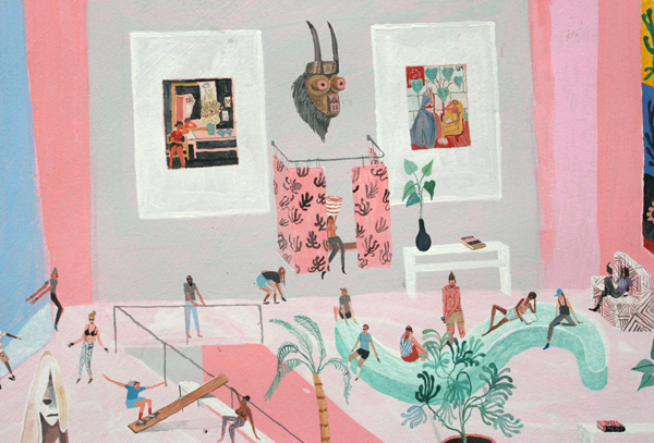 Charlie Roberts - Choppy Mart - 225x152cm Waterverf op papier (detail) Charlie Roberts - Choppy Mart - 225x152cm Waterverf op papier (detail)