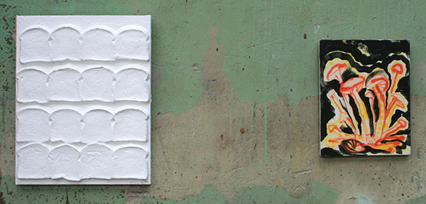 Chris Martin - White Bread for Rotterdam - Acrylverf, gelmedium en brood op doek & Psilocybin - Olieverf op doek