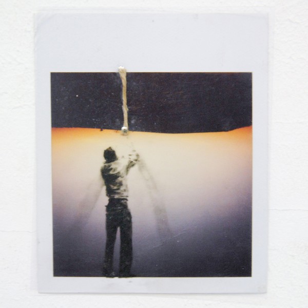 Claire Harvey - Polaroid Edits, Plate #15 - 11x9cm Polaroid met olieverf op acetate en spijker