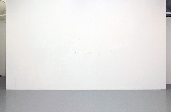 Claire Harvey - The Catch - Installatie met olieverf op muur met schroefjes en touw