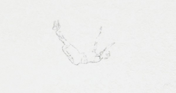 Claire Harvey - The Catch - Installatie met olieverf op muur met schroefjes en touw (detail)