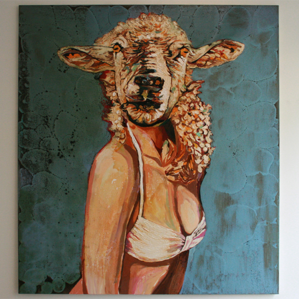 Cornelia Schleime - Dummes Schaf - 200x180cm Acrylverf op doek Cornelia Schleime - Dummes Schaf - 200x180cm Acrylverf op doek