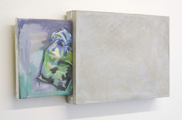 Daan den Houter - Schilderij in beton - 25x52cm Oliverf op doek en beton