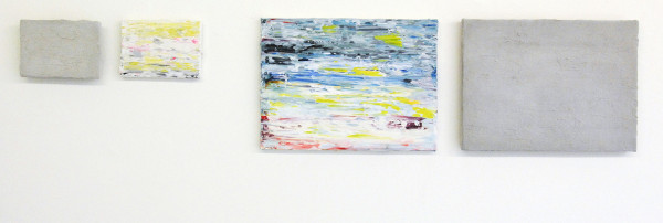 Daan den Houter - Zonder Titels - 2x13x18cm & 2x30x40cm Olieverf op doek & betonnen replica's