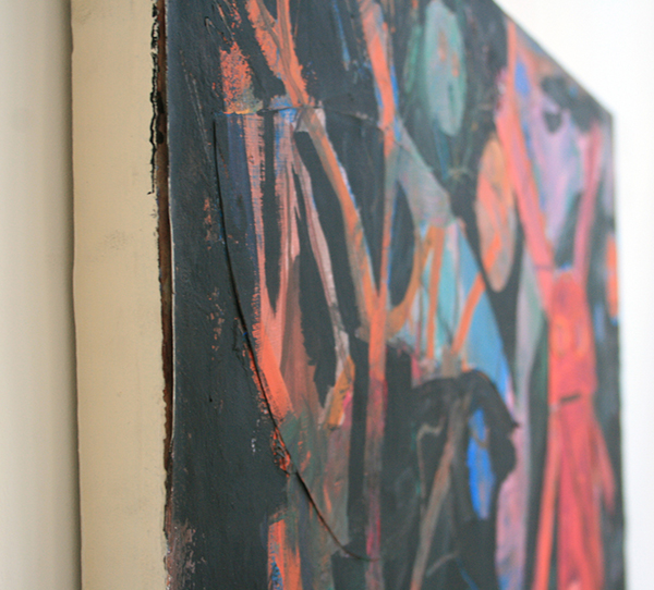 Derk Thijs - Down in Jisp - 71x88cm Gouache, en collage op papier op paneel (detail)