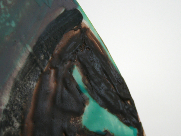 Derk Thijs - Green Kernel - 92x58x15cm Encaustiek op MDF en messing (detail)