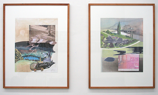 Diederik Gerlach - Zij Spraken niet & Een plaatselijke bui - 60x47cm Collage en gouache op papier