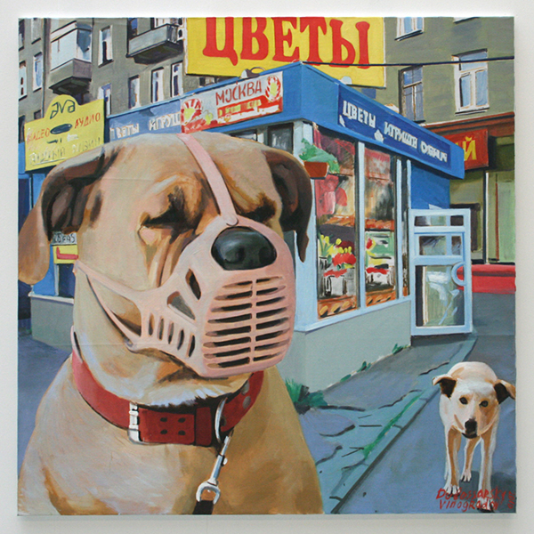 Dubossarsky & Vinogradov - Gentleman - 195x195cm Olieverf op doek