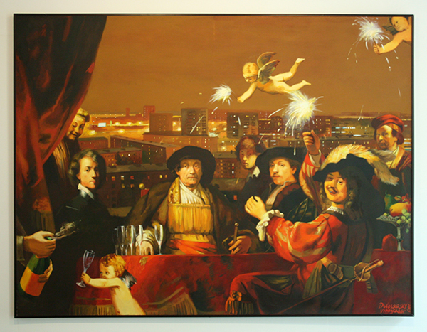 Dubossarsky & Vinogradov - Happy Birthday, Mynheer Rembrandt - 294x389cm Olieverf op doek