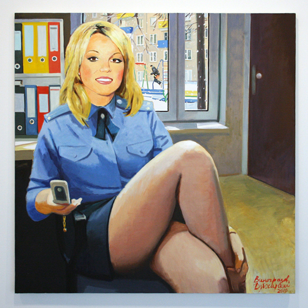 Dubossarsky & Vinogradov - Police Woman - 195x195cm Olieverf op doek