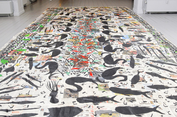 Eli Content - Ontwerp, tapijt Portugeese Synagoge - Acrylverf op krantenpapier