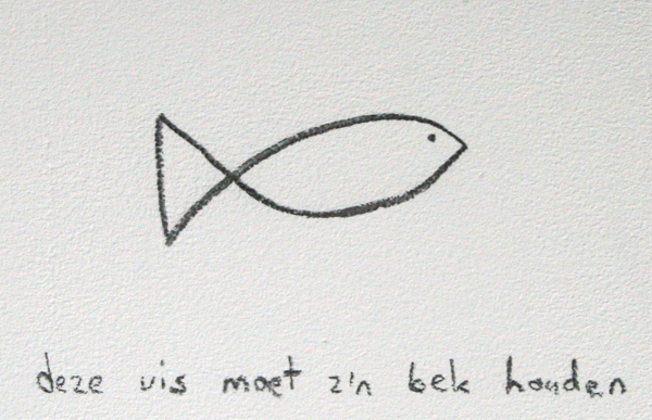 Elsbeth Ciesluk - Vis - Houtskool op muur Elsbeth Ciesluk - Vis - Houtskool op muur