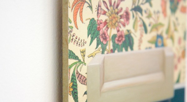 Erica Scheper - Klippan - 15x21cm Olieverf op behang op paneel (detail)